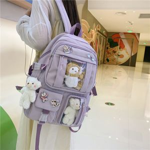 Mochilas escolares de grande capacidade para estudantes do ensino médio Mochila feminina versão coreana Harajuku Cartoon Mochila Mochila para estudantes do ensino médio 230729