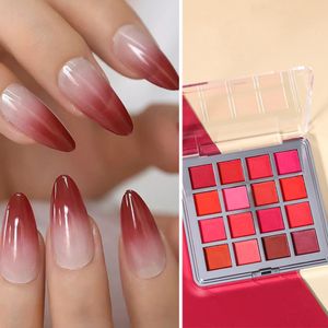 Nail Glitter 16Colour Nails Powders Gradient Solid Pigments Red Pink Ombre Design Manicure Glitters DIY Nail Art Eyeshadow Plate Set #JBF 230729