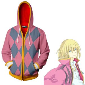 Halloween 3D Japão Anime Howl's Moving Castle Howl Cosplay Traje Casual Manga Longa Jaqueta com Capuz Tamanho Asiático 278h