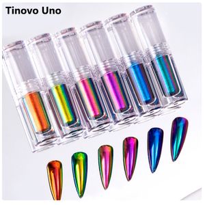 Glitter per unghie Tinovo Uno Polvere per unghie liquida per Nail Art 12 colori Holographic Aurora Chrome Glitter Pigment Powder Decorazioni per manicure 230729