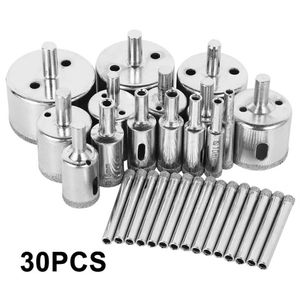 Punte da trapano professionali 30 pezzi Set di punte diamantate per piastrelle Marmo Vetro Ceramica Foro Sega Perforazione Per utensili elettrici 6mm-50mm284A