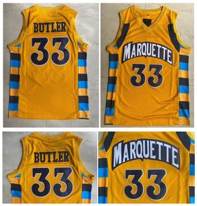 SL 33 Джимми Батлер Маркетт Golden Eagles College Basketball Jersey Желтый размер S-XXL