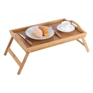 50 x 30 x 4 cm Vassoio da letto portatile in legno di bambù Colazione Scrivania per laptop Tè Tavolo per servire cibo Gamba pieghevole Scrivania per laptop 201029271w