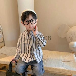 Camicie per bambini 2021 New fashion Coreano chic ragazzi ragazze a righe manica lunga camicie sottili primavera estate bambini irregolari top casual vestiti x0728