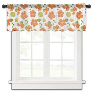 Cortina Laranja Flores Primavera Tule Cozinha Janela Pequena Valência Transparente Quarto Curto Sala de Estar Decoração para Casa Cortinas Voile