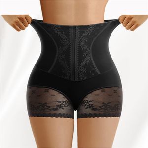 Bel karın şekillendirici kadınlar yüksek bel kontrol külotu Dantel zayıflama şortlu dikişsiz shapewear brifingler düz göbek sonrası iç çamaşırı 230729