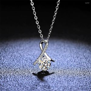 Kedjor Tone Real Moissanite Necklace 1 925 Sterling Silver Chain Intersect Pendant For Women Girls Fine Jewelry