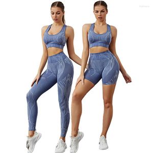 Aktiva uppsättningar 2 stycken sömlösa kvinnor yoga set shorts träning gym kläder fitness långärmad skörd topp hög midja leggings sportdräkt