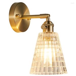 Duvar lambası İskandinav cam abajur hafif banyo aynası Bakır Modern Sconce Led Wandlamp Sanat Ev Aydınlatma