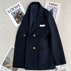 女性Sスーツブレザー2023ファッションネイビーブルースーツジャケット服春秋の韓国のゆるいコートオフィスレディアウターウェアJP2 230729