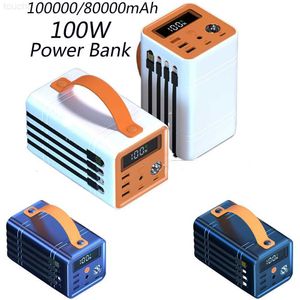 携帯電話のパワーバンク100000/80000MAHパワーバンク100Wポータブル発電所屋外外部バッテリーパック高速スマートフォンノートブックパワーチャージャーDC L230824