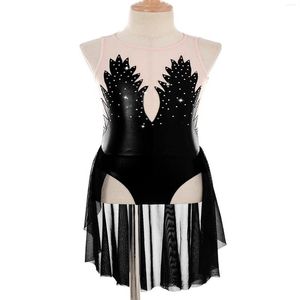 Stage Wear Kids Girls Ballet Dress Shiny Rhinestone Sleeveless Ballroom Competition Gymnastics Leotard Bodysuit Lyrical Dance Cost280F