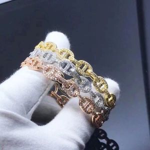 Brand Classic T OT Buckle Pig Nose for Women Fashion Crystal Diamond Designer Bracelet High Quality Stainless Steel Jewelry