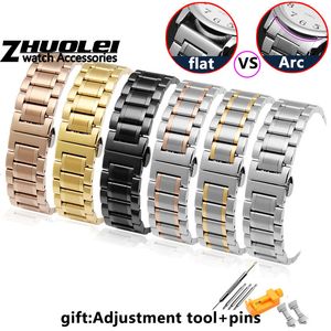 Uhrenarmbänder Uhrenarmband Für Armbänder jeder Marke aus Edelstahl 14 15 16 17 18 19 20 21 22 23 24 mm mit gebogenem Armband, Zubehörbändern 230729