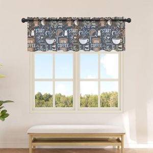 Curtain Coffee Beans Cup Sheer Curtains For Kitchen Cafe Half Short Tulle Window Valance Home Decor