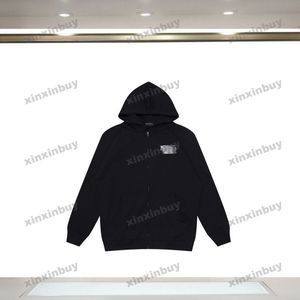 Xinxinbuy Men女性デザイナースウェットシャツパーカーウェーブ刺繍セーターブルーブラックホワイトXS-2xl