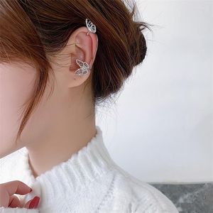 Atrás Brincos Fashion Micro-Incrusted Crystal Zircon Butterfly Ear Clip Woman Temperament Simple Hang Punk Jóias Presente