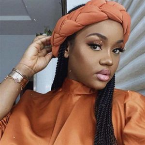 Ubranie etniczne Najnowsze przesadne duże satynowe warkocz 2022 Ręcznie robione afrykańska czapka Nigerian Wedding Gele Women Turbans Ladies Headies 322U