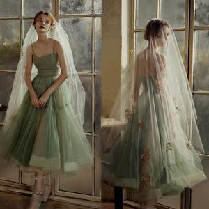 Studio theme green Forest Department small fresh Beach Tour Po Light wedding dress personal portrait art po clothing art tes297h