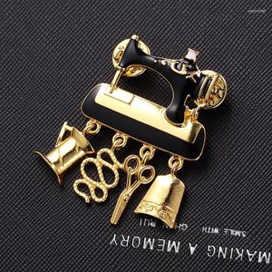 Brooches Creative Sewing Machine Enamel Scissors Pendant Pins Brooch Lapel Badge Bag For Women Handcraft Jewelryft