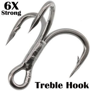 Fiskekrokar Treble Hook 6x Strong Carbon Steel Classic Round Bend Triple Fish Set For Big Game Bluefish Salmon Kingfish 230729