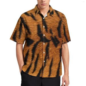 Mäns casual skjortor tiger hud tryck lös skjorta män strand djur mönster hawaii design korta ärmar roliga överdimensionerade blusar