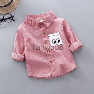 Kids Shirts 2023 Spring 100 Cotton Casual Blouse Summer Striped Shirt Korean Baby Long Sleeve Tops Boys Shirts School Girls Blouses x0728