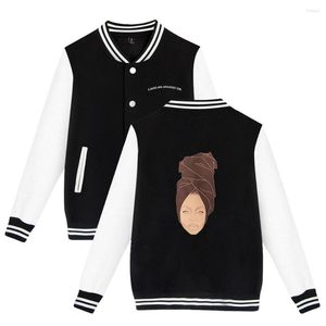 Herrjackor Erykah Badu Hip Hop Casual Baseball Coat Slim Fit unisex Uniform Bomber för 2023 Youth Street Wear Autumn