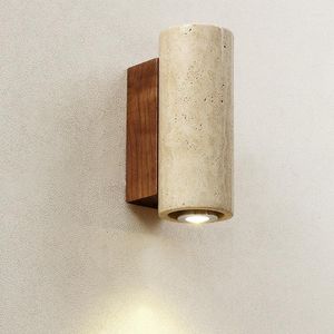 Wall Lamp 2023 Wabi Sabi Yellow Marble Led Bedside Japan Bedroom Living Room Light Travertine Stair Corridor Decor