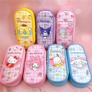 Cartoon PU Storage Bag Stationery Case Pencil Pouch Kurumi Students Large Capacity Double Zipper White Cosmetic Storage DHL