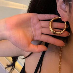Hoop örhängen stor rund cirkel för kvinnor flickor smidig guldpläterad chunky tjocka bågar trendiga smycken brincos 2023