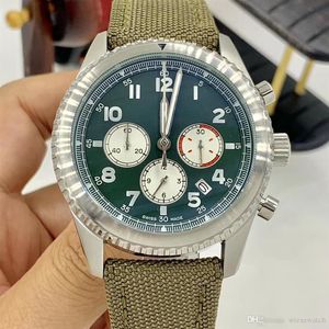 Berömda Curtis Eagle Special Design Green Dial Quartz Stopwatch Mens klockor Titta på manliga armbandsur med logotyp och militärband1886