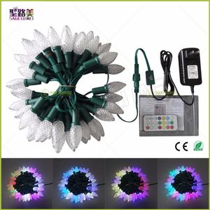 500pcs C7 C9 10lot Bütün Su Geçirmez IP68 Adreslenebilir RGB Tam Renk DC12V WS2811 LED Noel Piksel String Hafif Yeşil Tel M248y