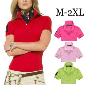 Camisetas femininas polos lapela manga curta roupas casuais respirável confortável t-shirt big-horse logotipo tamanho M-2XL M815