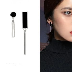 Dangle Earrings Women's Earring Asymmetric Geometric Black Square Pendant Metal Long Fashion Classic Jewelry Pendientes Mujer