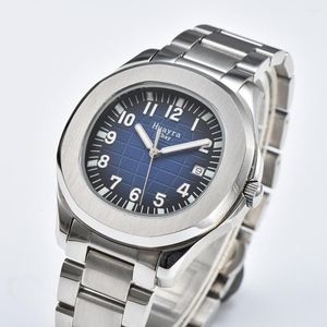 Armbanduhren 2023 Mechanische Automatik Blaues Zifferblatt Edelstahl 42mm Herrenuhr Sport Luxus Doppelschnappschnalle