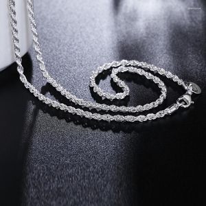 Chains 925 Sterling Silver 16 / 18 20 22 24 Inch 3mm Rope Chain Necklace Women's Fashion Wedding Jewelry