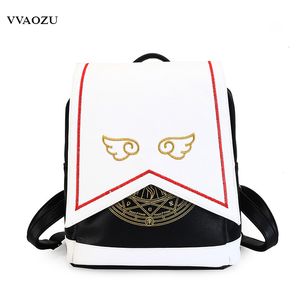 Bolsas escolares Anime Card Captor Sakura Meninas Mochila CARDCAPTOR SAKURA Bolsa de ombro Kawaii Cosplay Lolita Bolsas mágicas com asas bordadas 230729