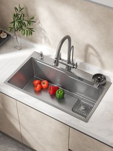 Mutfak Paslanmaz Çelik Lavabo Washbasin El yapımı tek kase Undermmoint Fırçalanmış Çiftlik Musluk Aksesuarları Tahliye Yıkama