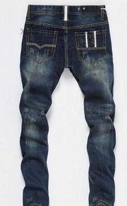 Fashion Ripped Biker Jeans Leather Patchwork Slim Fit Moto Denim Male Pants PQ14