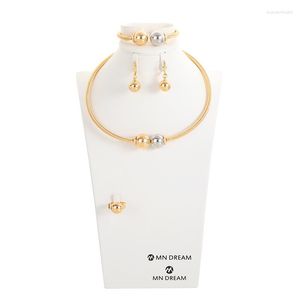 Halskette Ohrringe Set Verkauf hochwertige Mode Dubai Schmuck Gold Farbe Hochzeit afrikanische Perlen Armband Ring