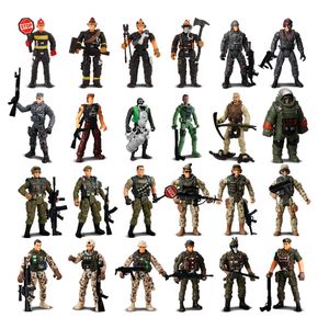 Action Toy Figures Army Men Special Forces Soldiers Fireman Engineer Action Figures Playset Military Weapon Modle Toys For Kid Boy Christmas Gifts 230729