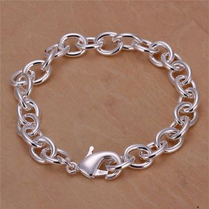 10PCS lot Whole 925 Sterling silver plated larger shrimp button bracelet - male for gift LKNSPCH089247O