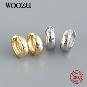 Hoop Huggie WOOZU Orecchini rotondi lucidi minimalisti in vero argento sterling 925 per le donne Regali di gioielli con fibbia dell'orecchio moda neo gotica 230729