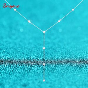 Strands Strings Smyoue Rhodium Plated 0.1ct Full Necklace for Women Sparkling Jewelry S925 Sterling Silver Pendant Girls Party Gift 230729