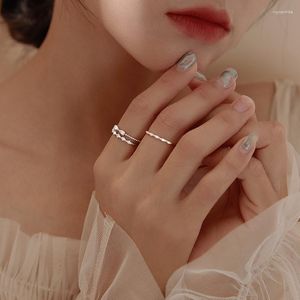 ウェディングリング甘い二重層銀色の女性のための調整可能な指ファッション韓国の宝石ギフト