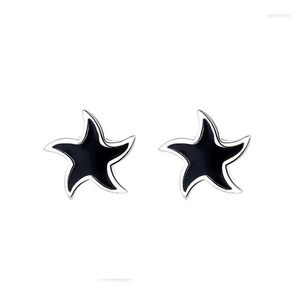 Stud Earrings A009R ZFSILVER S925 Silver Korean Fashion Trendy Design Elegant Creative Retro Black Star Charm Jewelry Party For Women