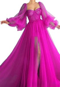 Sweety Sexy Appliques A-Line Formal Evening Dresses Long Sleeve Lace Up Sweetheart Crystal Tulle Prom Party Gowns E32