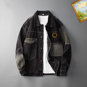 Roupas masculinas Desinger Jeans Camisa L Carta Solta Casal Lapela Pescoço Denim Bordado Outono Patchwork Estilo Europeu Americano Manga Longa Homens Jaqueta Jeans Casaco S XXXL