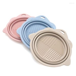 Makeup Brushes Soft Silicone Brush Cleaner Folding Powder Puff Cleaning Bowl Eyeshadow Wash Clean Mat Beauty Tools Scrubber Box